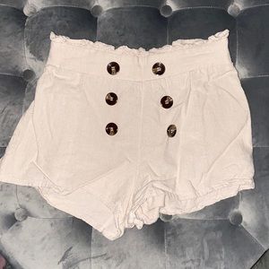Cream paper bag shorts